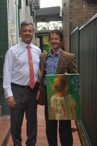 Peter Kaye and I getting ready for an auction